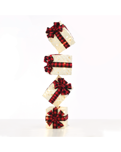 "WHITE VERTICAL GIFT BOX, RED&BLACK BOW"  50 WW MINI LED ΛΑΜΠ. ΜΠΑΤ. 3ΑΑ IP20 4X19CM, H85CM ACA X1150116