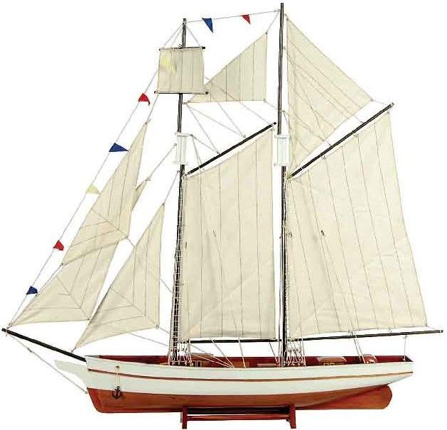 Ξύλινο Παραδοσιακό Καράβι Ιστιοφόρο 120x19xH110cm Χρώμα Λευκό-Καφέ 31103