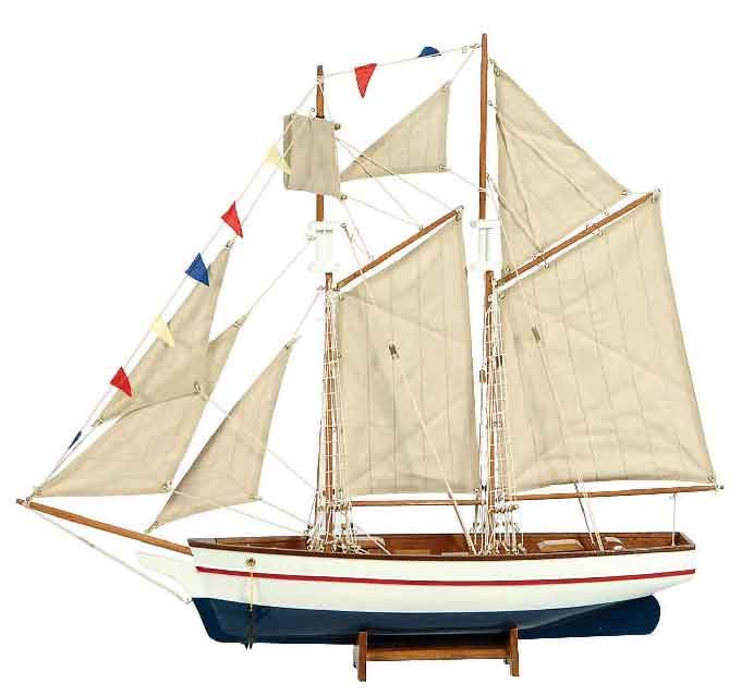 Ξύλινο Καράβι Ιστιοφόρο Cutty Sark 50x9,5xH45cm,Χρώμα Λευκό-Μπλε 31095