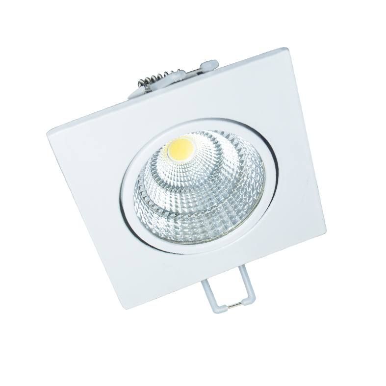 SQUARE WHITE MOV. LED SPOT 6W 3000K 410Lm COB 230V 60° Ra80 ACA THEROC630S