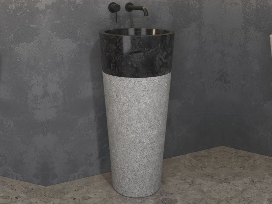 Νιπτήρας Πέτρινος  Ø40*90cm Tube Nero Glossy Bati Stone  