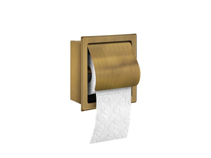 Χαρτοθήκη Εντοιχιζόμενη με Καπάκι W15xD7xH16 cm Inox Aisi 304 Bronze Mat Sanco Toilet Roll Holders Pro 0850-M25 
