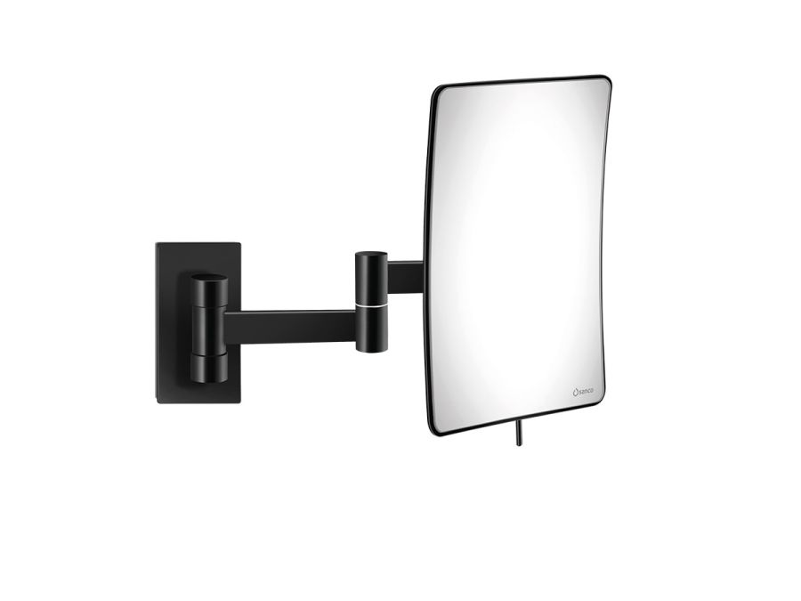 Καθρέπτης Μεγεθυντικός Επτοίχιος με Διπλό Βραχίονα Μεγέθυνση x3 Black Mat Sanco Cosmetic Mirrors MR-301-Μ116