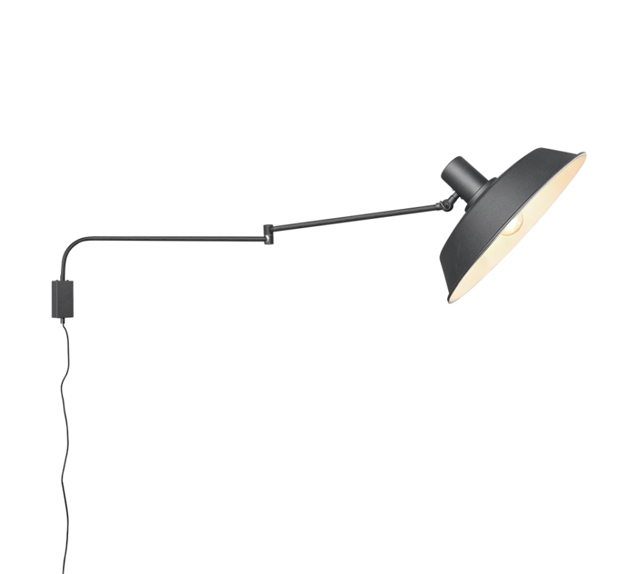 Φωτιστικό Τοίχου Vintage Μαύρο Ματ 1xE27 Βραχίονας 150cm Trio Lighting Bolder 200300132