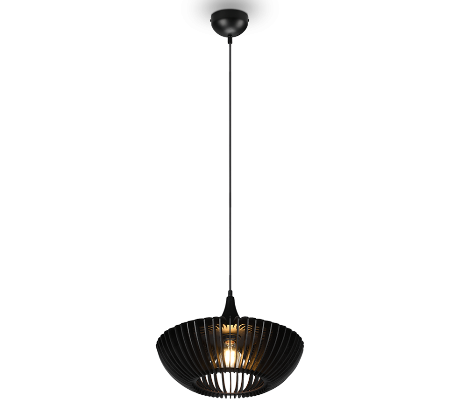 Μοντέρνο Κρεμαστό Ξύλο Μαύρο Ματ 40xH26cm 1xE27 Trio Lighting Colino 315900132