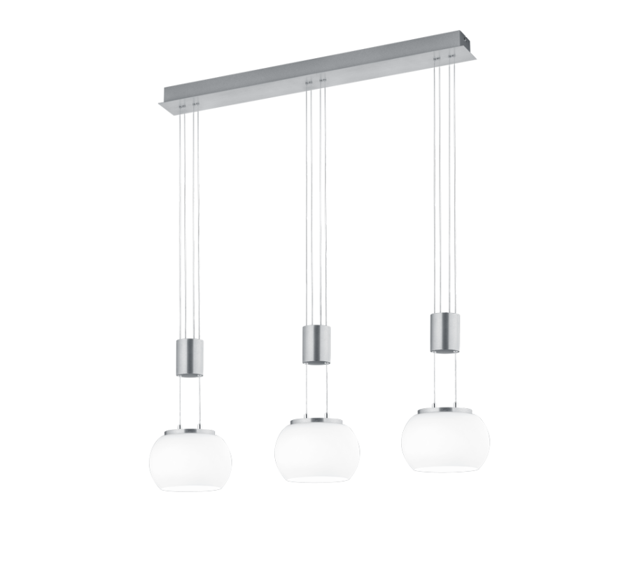 Κρεμαστό Φωτιστικό Nickel Mat 82xH150cm LED 3x8w 3x900lm 3000K Switch Dimmer Trio Lighting Madison 342010307