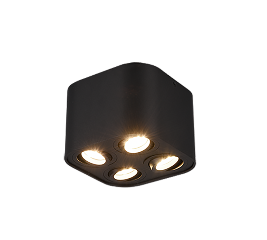 Σποτ Τετράφωτο Μαύρο Ματ 17xH12cm 4xGU10 Trio Lighting Cookie 612900432