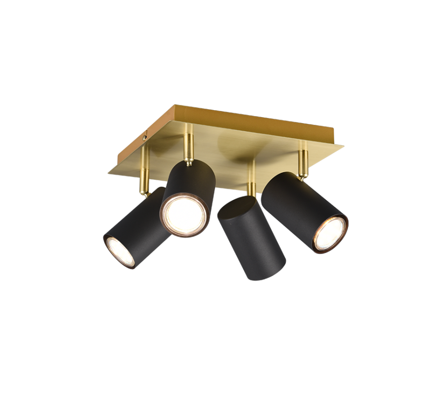 Σποτ Κινητό Τετράφωτη Ροζέτα 24xH15cm 4xGU10 Gold-Black Trio Lighting Marley 802430480