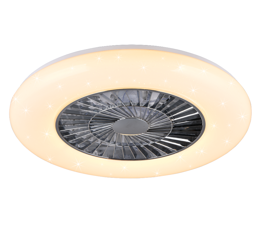 Ανεμιστήρας Οροφής Χρωμέ 59cm Led 39,6w 3000-6500K 3900lm Trio Lighting Visby R62402106