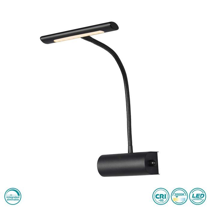 Φωτιστικό Επίτοιχο Led 4w 430lm 3000K Warm White Μέταλλο Black Matt Trio Lighting Curtis 279770132