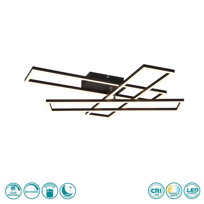 Φωτιστικό Πλαφονιέρα Οροφής  L66x60xH10cm 36w Led 4600lm 2700K Μέταλλο Back Matt Trio Lighting RL Corso R64423132