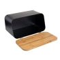 Ψωμιέρα Μεταλλική Μαύρη με Καπάκι 34,5x19x17cm Estia Home Art Bamboo Essentials 01-12861