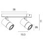 ΣΠΟΤ ΜΠΑΡΑ ΔΙΠΛΗ GU10 ΛΕΥΚΗ/ ΜΑΥΡΗ Eurolamp 145-25007