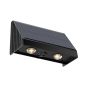 Φωτιστικό Επιτοίχιο Εξ.Χώρου IP65 LED 2x0,5W 3000K Solar Outdoor Light in Black Color InLight Seneca 80204711S